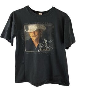 Alan Jackson 2007 Tour Black Tee Shirt Tee T-Shirt Anvil Brand Size Medium